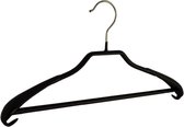 De Kledinghanger Gigant - 20 x Mantel / kostuumhanger metaal met broeklat, schouderverbreding en zwarte anti-slip coating, 40 cm