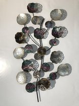 Metalen wanddecoratie – Fantasie tak met cirkels - 65cm x 116cm x 7cm