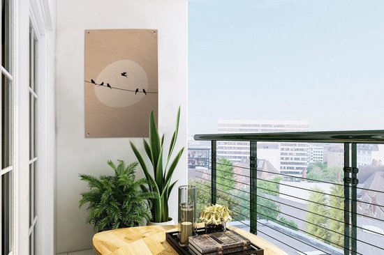Décoration de jardin Pastel - Vogels - Beige - 40x60 cm - Affiche de jardin - Toile de jardin