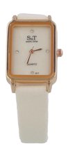 Dielay - Horloge Dames - Rechthoekige Kast 28x22 mm - Band Kunstleer - Quartz - Wit