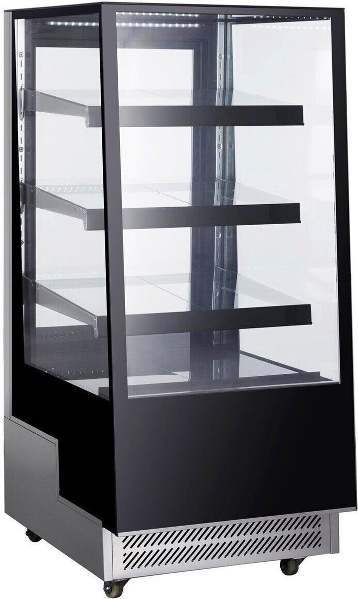 Combisteel Koelvitrine - 300L - Zwart/grijs - +2°c/+8°c - 4 Schappen - 650x805x1445mm