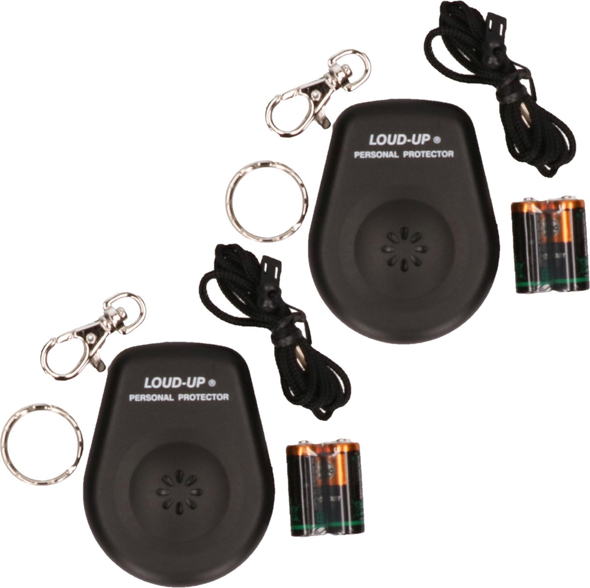 2x stuks sleutelhangers met alarm met batterij 110 dB - Persoonlijke beveiliging