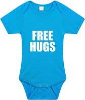 Free hugs tekst baby rompertje blauw jongens - Kraamcadeau - Babykleding 56 (1-2 maanden)