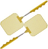 2x stuks uitschuifbare vliegenmeppers geel 60 cm
