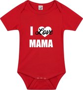 I love mama tekst baby rompertje rood jongens en meisjes - Kraamcadeau/ Moederdag cadeau - Babykleding 56 (1-2 maanden)