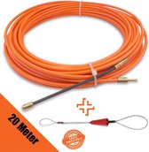 EMTRI professionele trekveer 20 meter 4 mm nylon - gratis kabelbevestiger - kabeltrekker - 20m - elektra - kabels