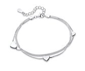 Semyco® armband dames 3-laags - Zilver - Bedelarmbanden - Hartjes hanger