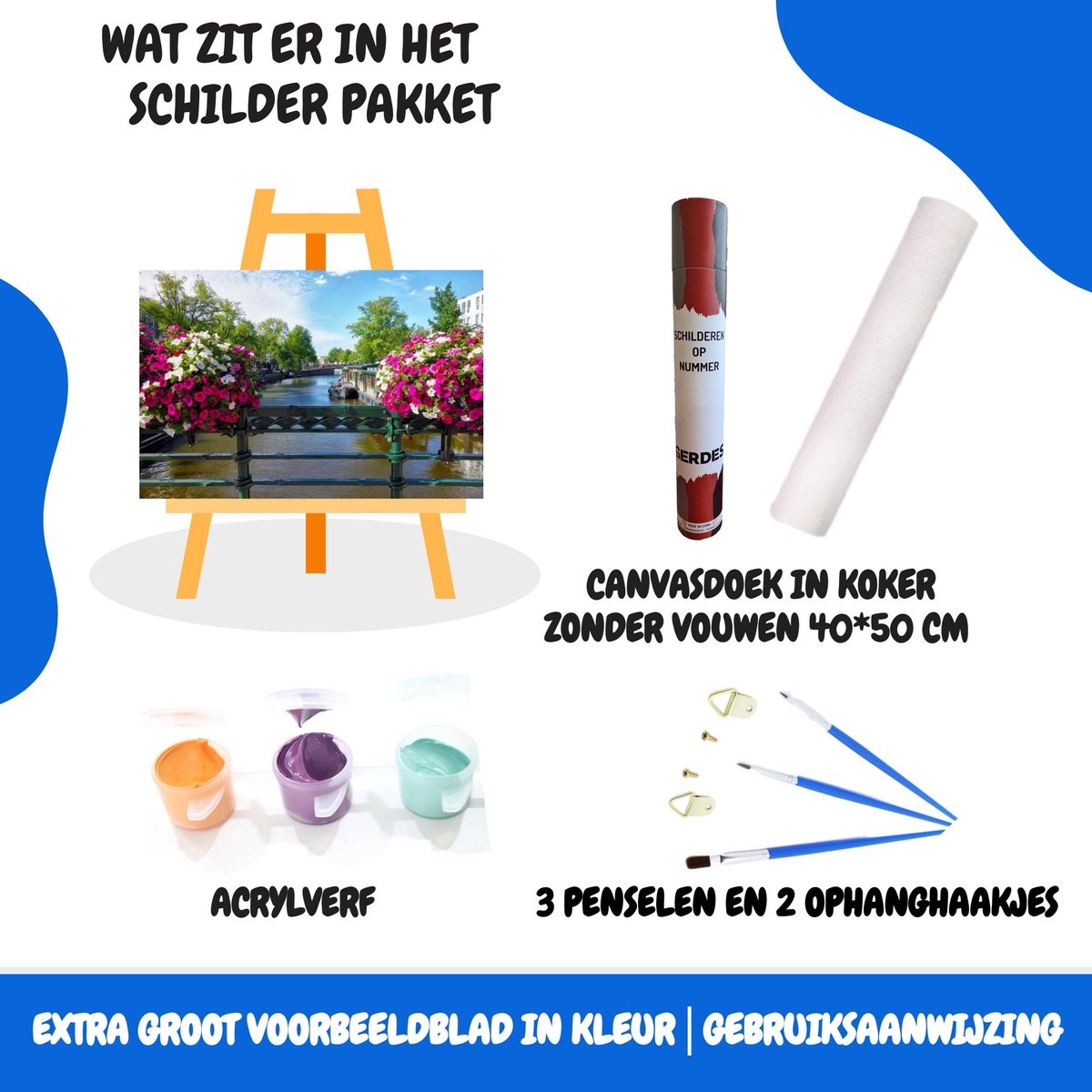 Schilderen op nummer Volwassenen - Bloemen - Amsterdam - Kleuren op Nummer - 40x50 cm — afbeelding 2