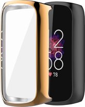 YONO Full Cover Bumper geschikt voor Fitbit Luxe - Siliconen Case - Screenprotector Hoesje - Rose Gold