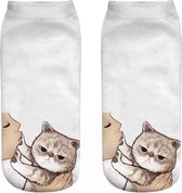 Enkelsokken Kat - kattensokken - Don't kiss me! - enkelsokken - Unisex - Maat 36-41