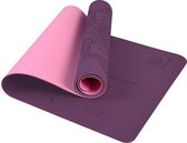 Tapis de yoga YoZenga Premium | tapis de sport | Tapis de fitness | très épais|  Mandala Fleur Violet/rose | TPE | Comprend une sangle de transport gratuite
