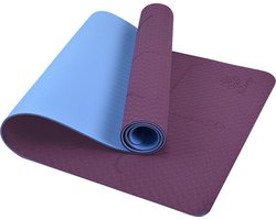 YoZenga Premium Mat Lotus Purple/Blue - Yoga Mat - Extra Dikke Antislip TPE Sportmat - Duurzaam & Lichtgewicht - Inclusief Draagriem