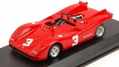 De 1:43 Diecast Modelcar van de Fiat Abarth 2000 Spider #3 van het Europees Kampioenschap Salzburgring van 1970. De bestuurder was D. Quester. De fabrikant van het schaalmodel is Best Model. Dit model is alleen online verkrijgba