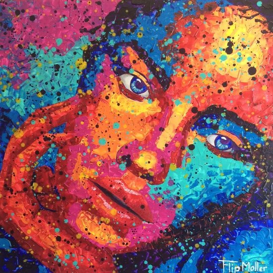 Schilderij Titel: "Dream girl" kleurrijk abstract portret