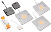 Vierkante kastverlichting met bewegingssensor - set van 3 LED lampen - dimbaar - werkt op netspanning | Onderbouwverlichting met stopcontact