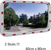 2 STUKS!!!! Verkeersspiegel,  Veiligheidsspiegel, Bewakingsspiegel, Panoramische spiegel, convex, waterdicht, voor garages, oprit, winkel, hal, werkplek , 60 x 80 cm met reflectore