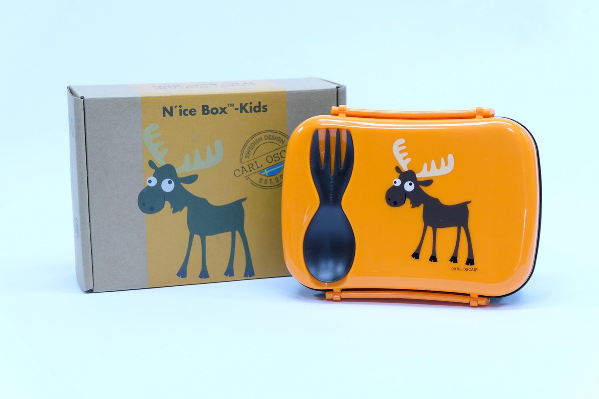 Carl Oscar N'ice Box - Lunch box met koelelement voor kinderen - oranje - eland - 17 x 12.5 x 6.3 cm