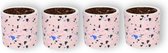 Set van 4 WLPlants Luxe Bloempotten Terrazzo Ø7 - Cilinder deco Roze - Hoogte 7 cm - Keramische sierpotten met hoogwaardige afwerking - Geschikt als plantenpot - Binnen en buiten t