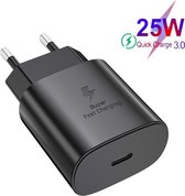 USB-C Adapter - 25W - Snellader voor Samsung - Zwart - Charger - Adapter - Oplader - Super Fast Charge