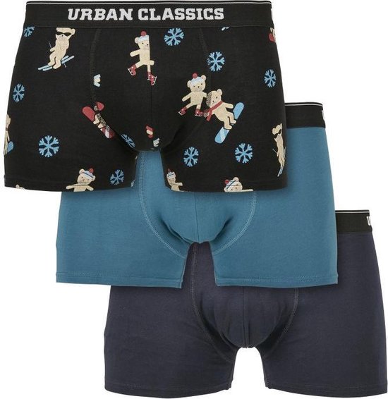 Urban Classics - Organic X-Mas 3-Pack Boxershorts set - 2XL - Blauw