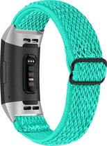 YONO Bandje geschikt voor Fitbit Charge 4/3 - Nylon Stretch – Turquoise