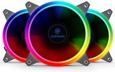 anidees AI Aureola V2 120 mm 3-delige adresseerbare RGB PWM-ventilator Compatibel met ASUS Aura SYNC/MSI Mystic/GIGABYTE Fusion MB met 5V 3-pins header, voor case-ventilator, koelerventilator