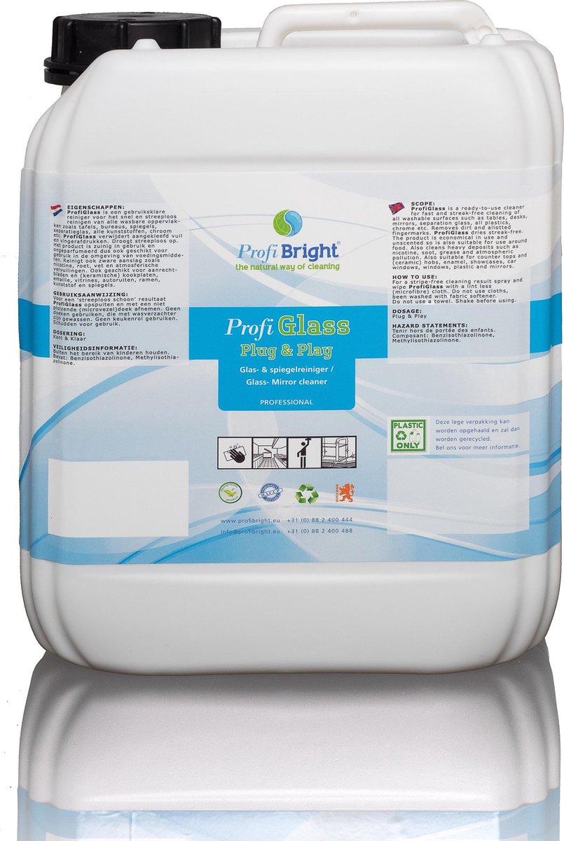 ProfiGlass Zakelijk - Glasreiniger - Interieurreiniger - Spiegelreiniger - Geen waas - HACCP - Dierproefvrij - 10 liter navul