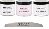 GUAPÀ® Acryl Nagels Starterspakket voor het maken van prachtige Acrylic Nagels - Acryl Poeder Clear, Blush, Mega White | French Manicure