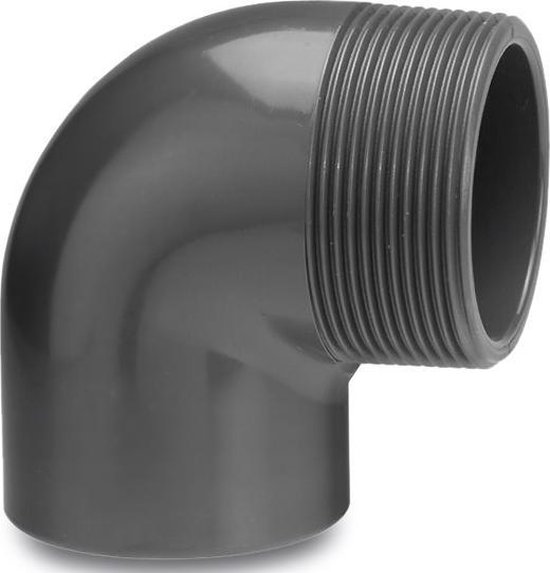 PVC Knie 90 graden - lijm/buitendraad - 10 bar (PN10) | 40 x 1,5" mm