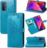 Voor OPPO A54 5G Mandala Bloem Reliëf Horizontale Flip Lederen Case met Houder & Drie Kaartsleuven & Portemonnee & Lanyard (Blauw)