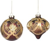 Goodwill Kerstbal Glas Rood-Goud D 10 cm Voordeelaanbod Ass. 2 stuks