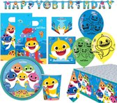 Amscan Feestset Baby Shark Junior Papier Blauw 56-delig