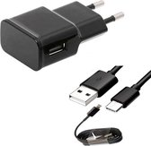 USB stekker – 2A stekker – USB adapter – 1 meter USB C kabel - oplader Oppo A31 A5 A52 A72 A53 A54 A73 A74 A9 A91 FIND X2 X2 Pro Lite Neo Reno 4 4 Z - zwart