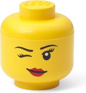LEGO Iconic Opbergbox Hoofd Winking Mini - Geel - 360 ML - 10,2x10,2x11,5 CM - Kunststof