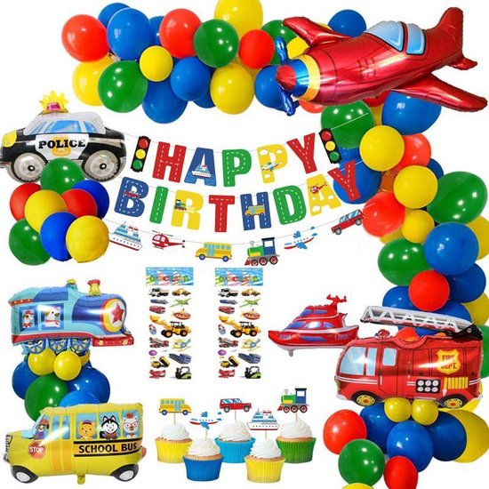 metgezel ondanks test 76 delig - verjaardagset - Thema: Voertuigen - Versiering voor feestjes,  verjaardag -... | bol.com