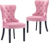 Eetkamerstoelen 2 stuks fluweel roze