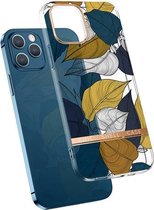 Hoog doorschijnend galvanisch bloempatroon TPU + pc schokbestendig hoesje voor iPhone 12/12 Pro (kleur bananenblad)