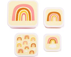 A Little Lovely Company - Brooddoos - Broodtrommel - Lunch & snack box set van 4 - Regenbogen