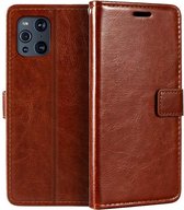 Bookcase Geschikt voor: Oppo Find X3 Pro - Bruin - portemonee hoesje