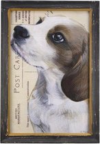 Schilderij - Hond - Beagle - Hout - Zwart - Rechthoek - 34 x 23,5 cm