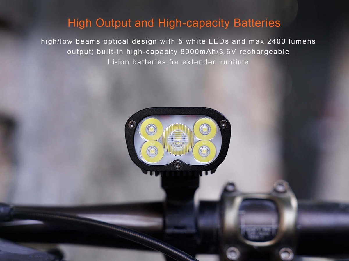 Feu Avant Vélo RAVEMEN PR2400 - 2400 Lumens - Batterie 8000mAh - Télécommande Sans Fil