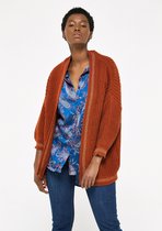 LOLALIZA Gebreide open cardigan met lurex - Roest - Maat L/XL