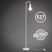 B.K.Licht - Witte Vloerlamp - met 1 lichtpunt - voor binnen - voor woonkamer - industriële staande lamp - staanlamp - metalen leeslamp - E27 fitting - excl. lichtbron