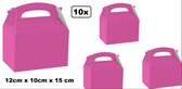 10x Cadeauverpakking 12cm x 15 cm roze - traktatie verpakking doosje uitdeel festival thema feest