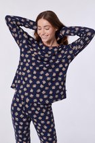 Woody pyjama meisjes/dames - donkerblauw met highlander koe all-over print - highlander koe - 212-1-PZG-Z/917 - maat S