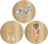 Kids - Kinderen Jungle Sluitsticker - Sluitzegel Groot | Zebra - Giraf - Tijger | Stoere Stickers | Envelop sticker - Geboorte kaart | Cadeau – Gift – Cadeauzakje | Traktatie - Tag