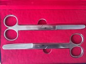 Belux Surgical / Set van 2 Chirurgische schaar gebogen stomp/ stomp 18 cm RVS / Japans Staal 100 %