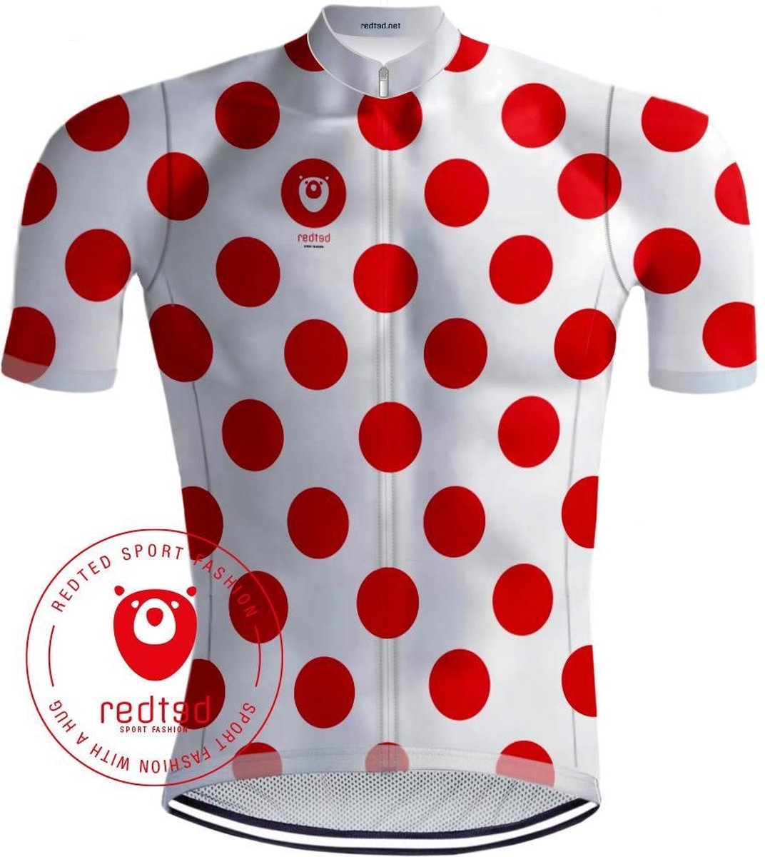 Retro Wielershirt Bolletjestrui Rood/Wit - REDTED - M