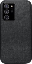 ADEL Siliconen Back Cover Softcase Hoesje Geschikt voor Samsung Galaxy Note 20 - Stoffen Textiel Zwart