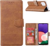 Samsung A22 hoesje bookcase Bruin - Samsung Galaxy A22 5G hoesje portemonnee wallet case - Hoesje A22 5G book case hoes cover